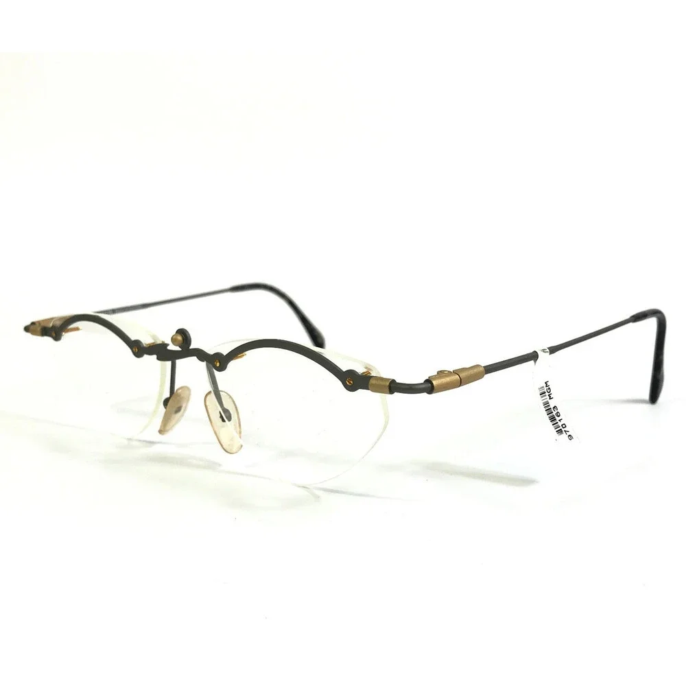 Vintage MGM Eyeglasses Frames G12 F17 Gunmetal Rimless Modern MCM 52-16-135